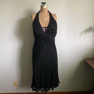 Vintage beaded Morrell Maxie halter dress